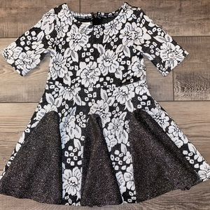 Chasing Fireflies Boutique Black White Metallic Sparkle Dress